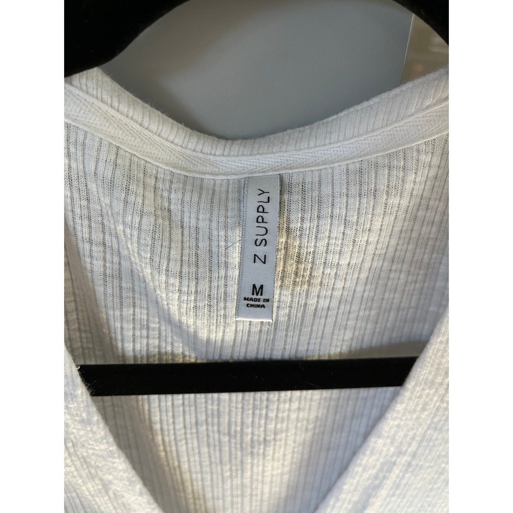 Z Supply White Ribbed Longline Cardigan Duster Button Front Boho Minimalist M - Picture 2 of 5